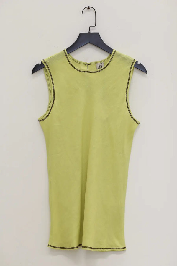 BASERANGE linen vest TODY-SL-SP24 green and yellow